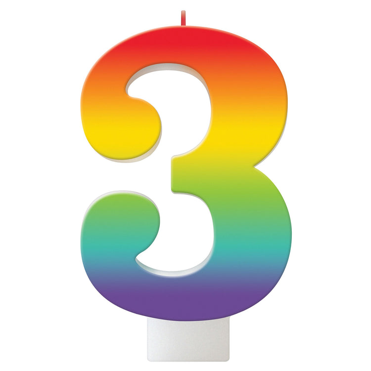 Birthday Celebration Rainbow Candle Number #3