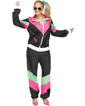80s Black Tracksuit Womens Costume