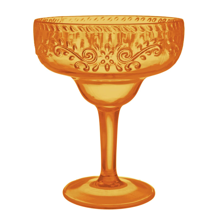 Fiesta Margarita Glass Burnt Orange Floral Debossed Finish