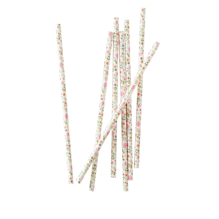Ditsy Floral Straws Floral Pack of 25