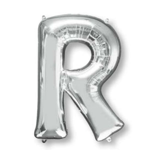 Silver 86cm Letter R Supershape Foil Balloon