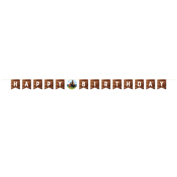 Horse and Pony Happy Birthday Ribbon Banner 15cm x 2.74m