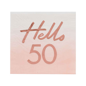 Mix It Up Rose Gold Foiled Watercolour Napkins Hello 50 Pack of 16