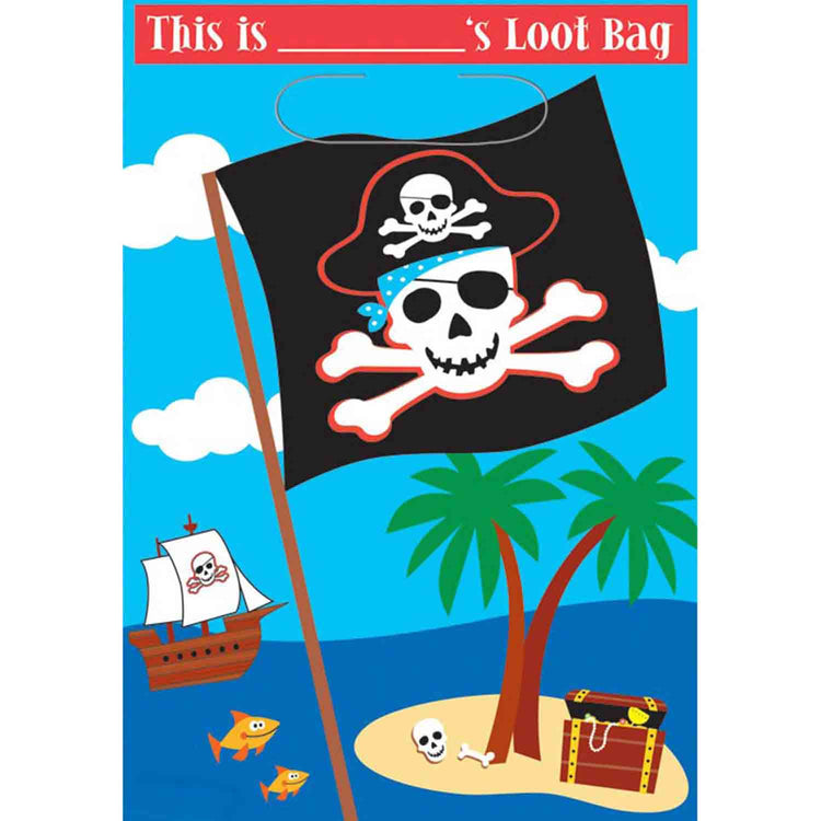 Pirate Party Folded Loot Bags Pack of 8