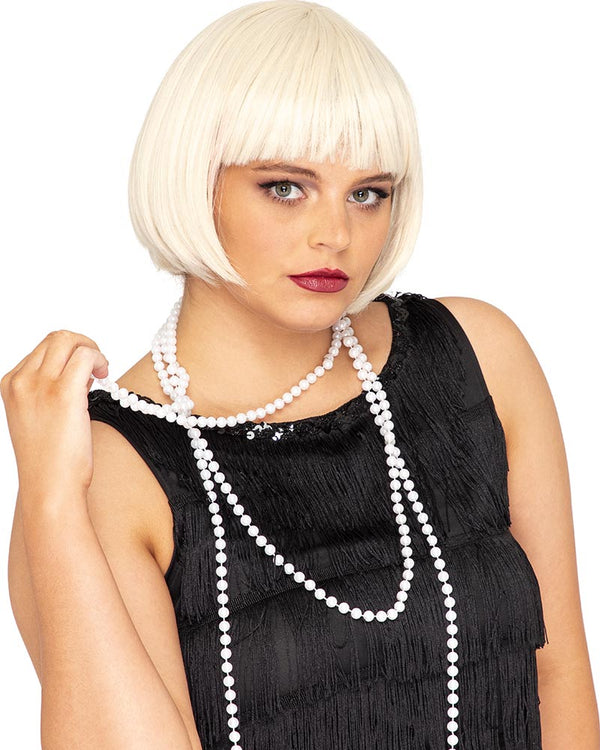 1920s Flapper Deluxe Platinum Blonde Bob Wig