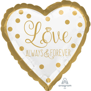 45cm Standard HX Sparkling Gold Wedding Love Always & Forever S40