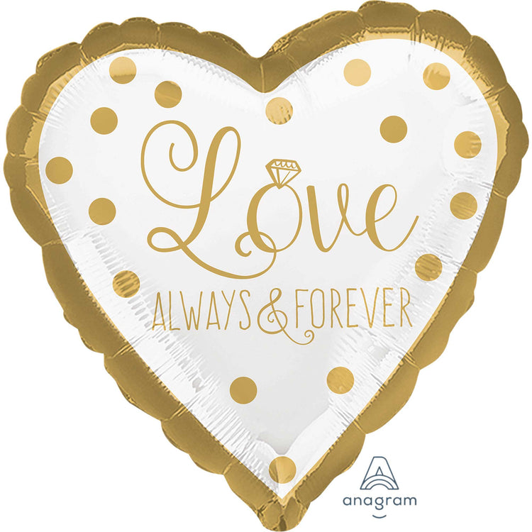 45cm Standard HX Sparkling Gold Wedding Love Always & Forever S40