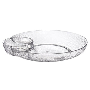 Premium Chip & Dip Tray Clear Hammered Look