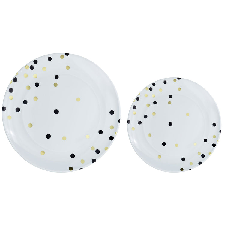 Premium Plastic Plates Hot Stamped with Jet Black Dots Pack of 20