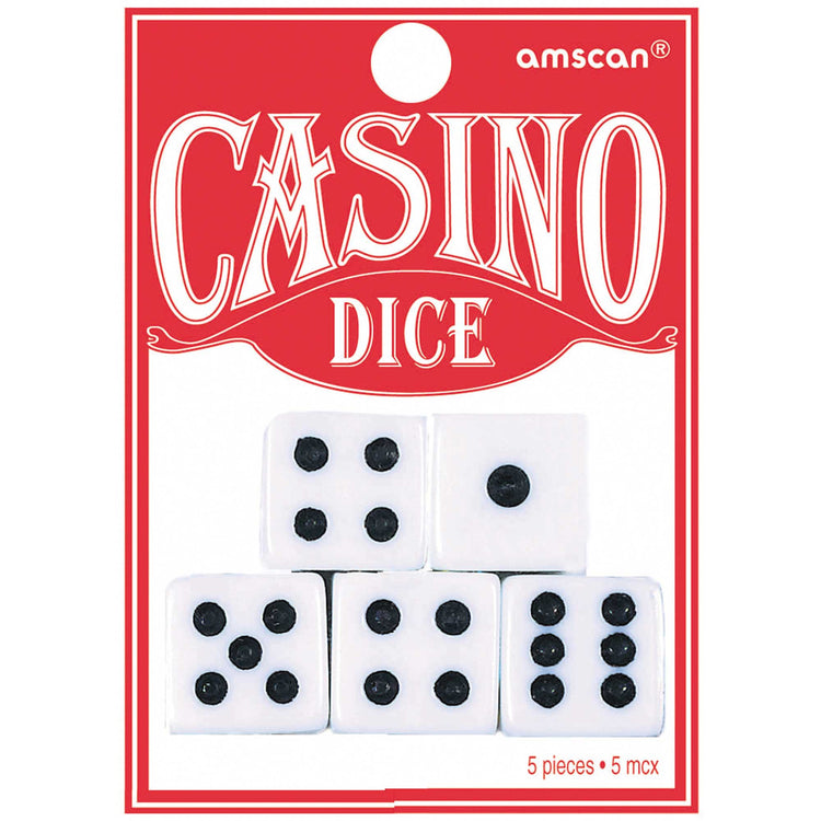 Casino Playing Dice Set of 5 Pack of 5