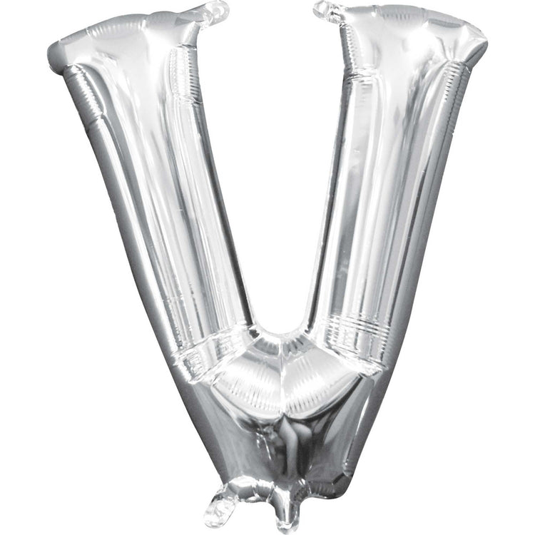 Silver 40cm Letter V Balloon