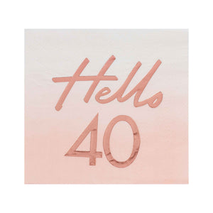 Mix It Up Rose Gold Foiled Watercolour Napkins Hello 40 Pack of 16