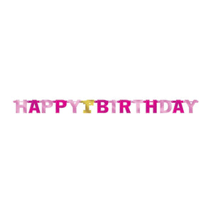 1st Birthday Girl Happy Birthday Jointed Letter Banner Foil