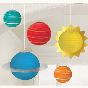 Blast Off Birthday Planets Paper Lanterns Pack of 5