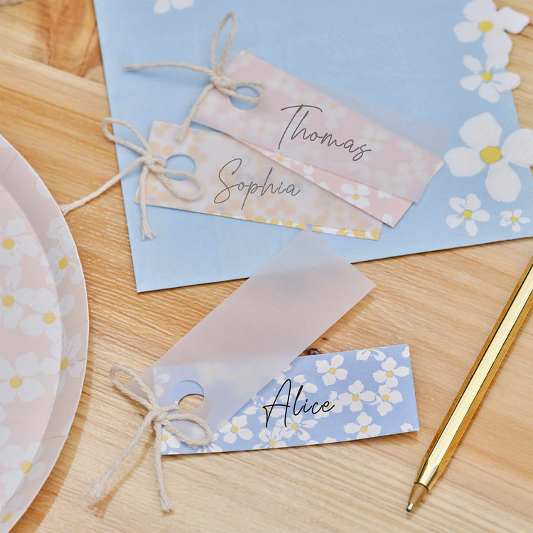 Hello Spring Floral Place Cards with Vellum Paper Pack of 10