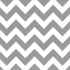 Silver Chevron Lunch Napkins Pack of 16