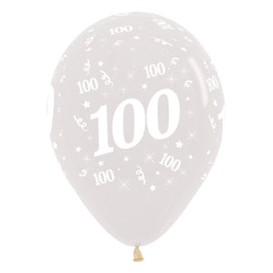 Sempertex 30cm Age 100 Crystal Clear Latex Balloons Pack of 25