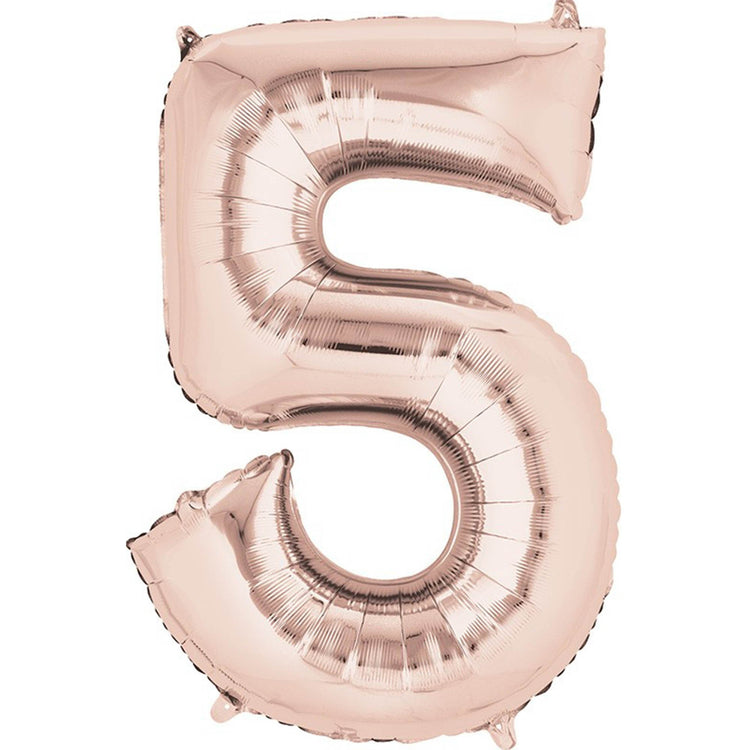 Rose Gold 83cm Number 5 Super Shape Balloon