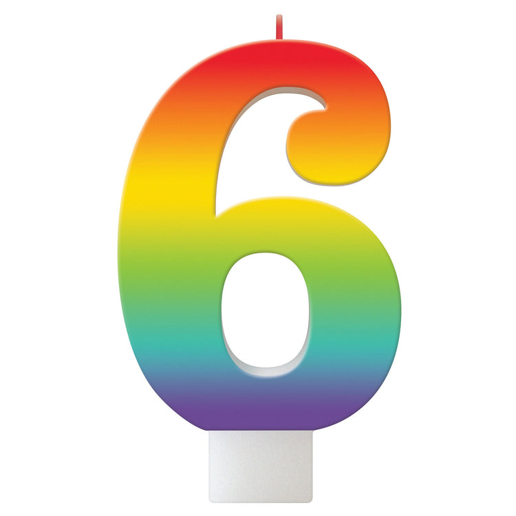 Birthday Celebration Rainbow Candle Number #6