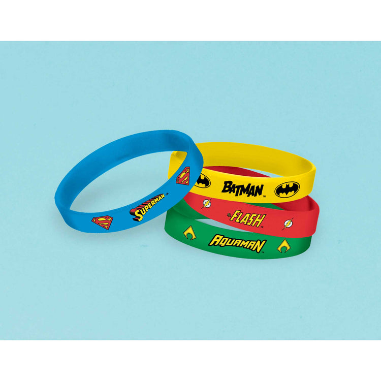 Justice League Heroes Unite Rubber Bracelets Favors Pack of 4