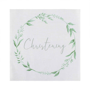 Christening White & Green Christening Paper Napkins