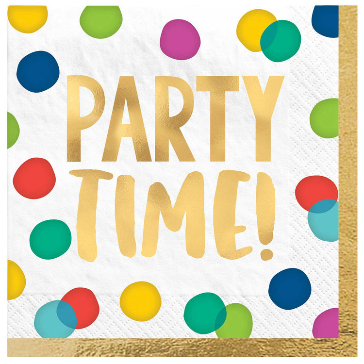 Happy Dots Party Time Lunch Napkins Hot Stamped Pack of 16