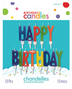 Happy Birthday Letter Candles Multi-Coloured Pack of 13