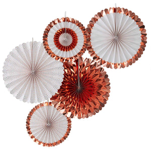 Pick & Mix Rose Gold Fan Decorations Rose Gold Pack of 5