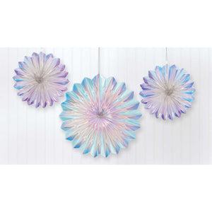 Luminous Birthday Iridescent Foil Fan Decorations Pack of 3