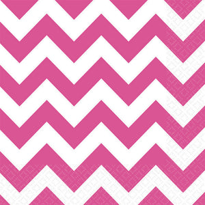 Bright Pink Chevron Lunch Napkins Pack of 16