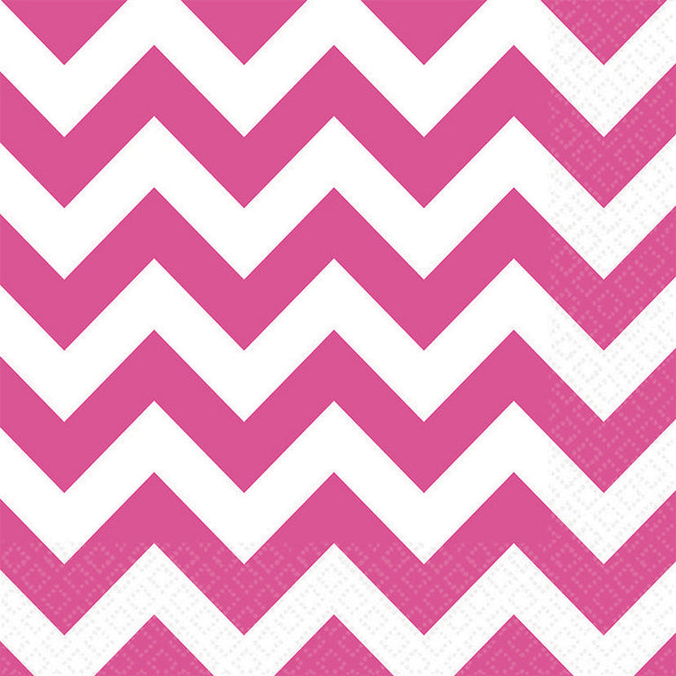 Bright Pink Chevron Lunch Napkins Pack of 16