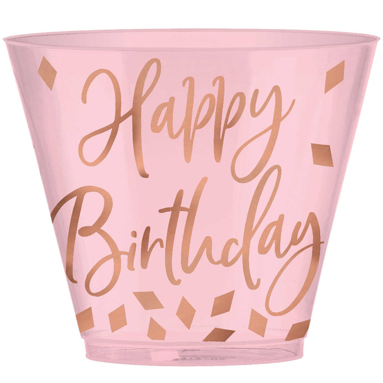 Blush Birthday Plastic Tumblers Hot-Stamped 266ml Pack of 30