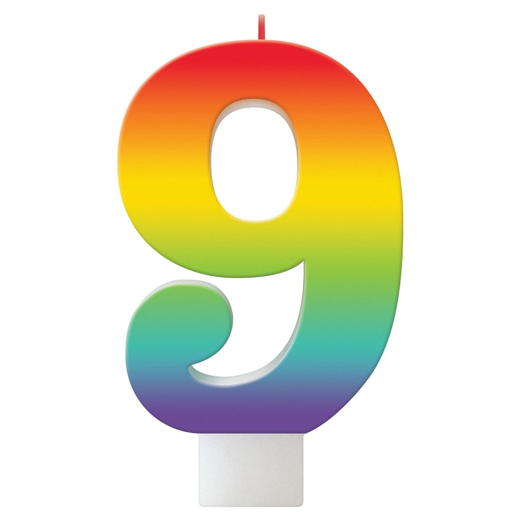 Birthday Celebration Rainbow Candle Number #9