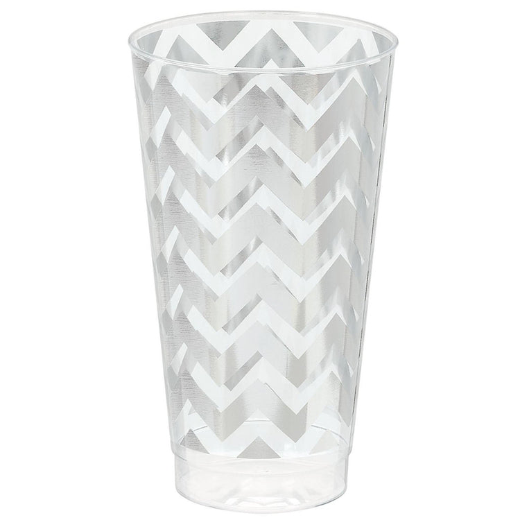 Premium Chevron Silver 473ml Tumblers Pack of 16