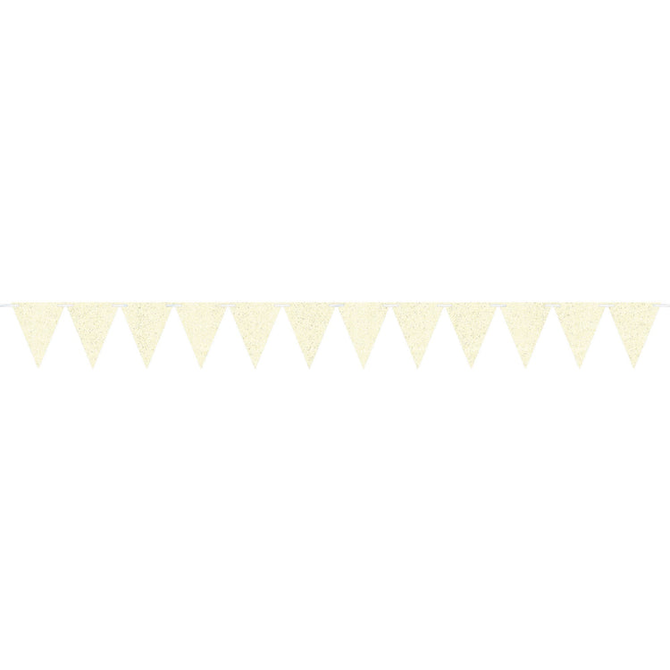 Large Paper Pennant Banner Glittered White Sparkle