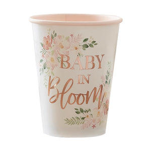 Baby in Bloom 9oz/266ml Paper Cups Foiled Pack of 8