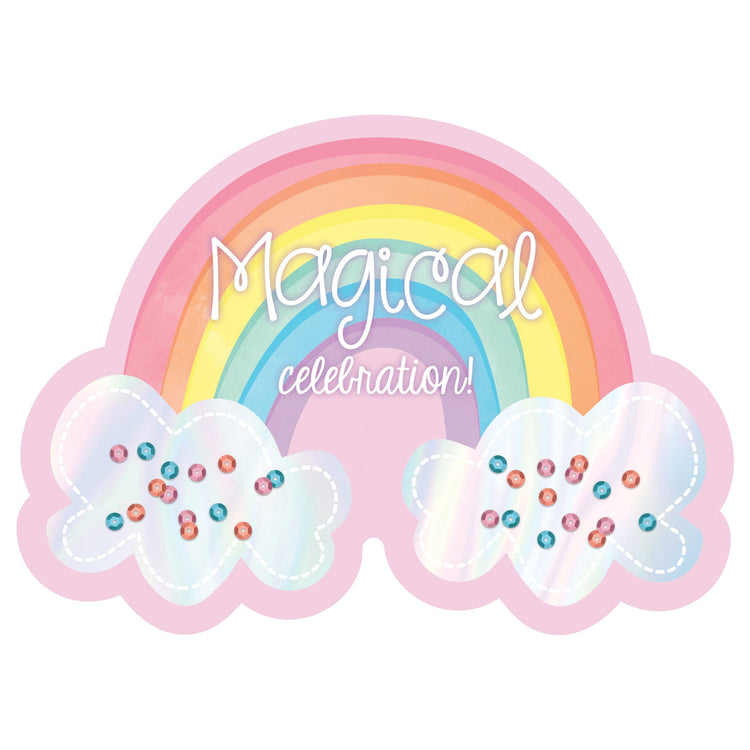 Magical Rainbow Birthday Shaped Large Novelty Invitations Pack of 8