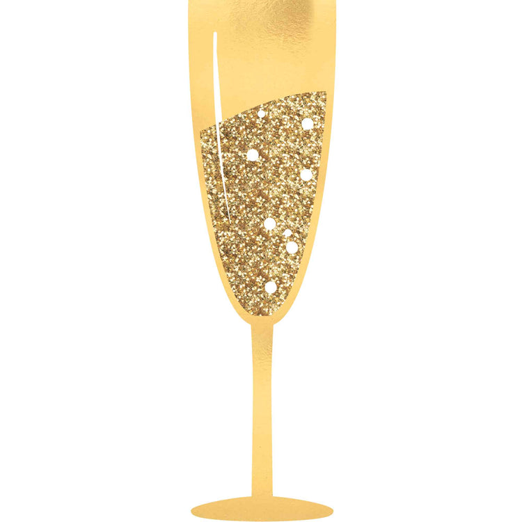 Champagne Jumbo Glasses Gold Glittered Photo Props Pack of 2