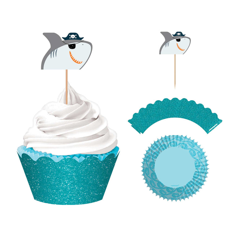 Ahoy Birthday Glittered Cupcake Kit Pack of 24