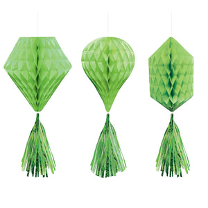 Mini Honeycomb Hanging Decorations Kiwi Green Pack of 3