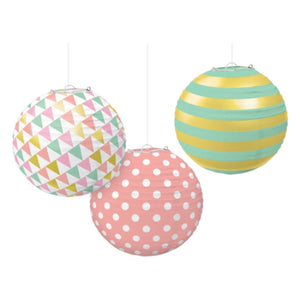 Pastel Round Paper Lanterns Pack of 3