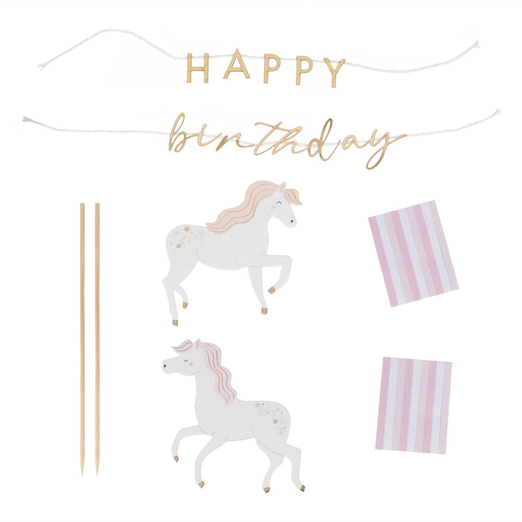 Princess Party Unicorn Happy Birthday Cake Topper