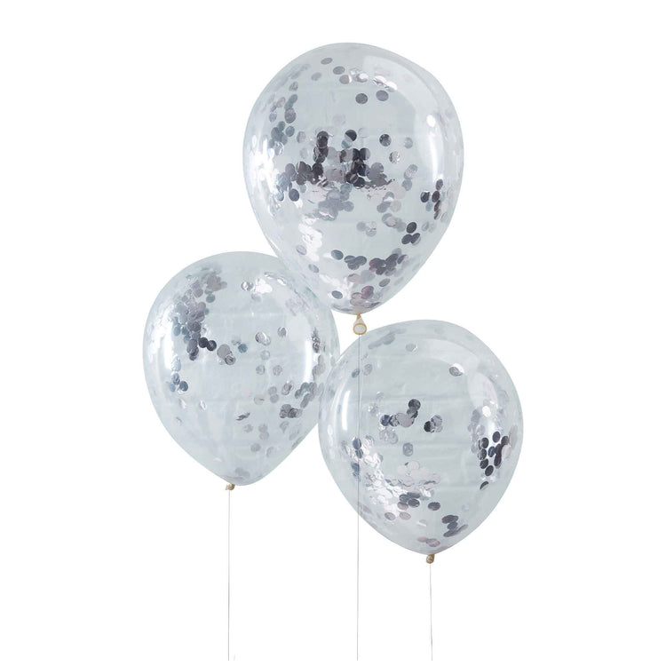 Pick & Mix Balloons Confetti Silver Pack of 5