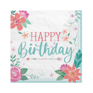 Free Spirit Happy Birthday Lunch Napkins Pack of 16