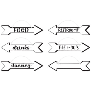 Wedding Directional Hanging Signs with Ribbon Pack of 6