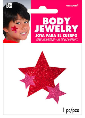 Glitter Star Body Jewelry Team Spirit - Red