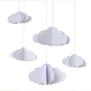 Hello Baby White 3D Hanging Cloud Decorations