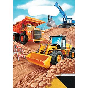 Big Dig Construction Loot Bags Plastic 22cm x 16cm Pack of 8