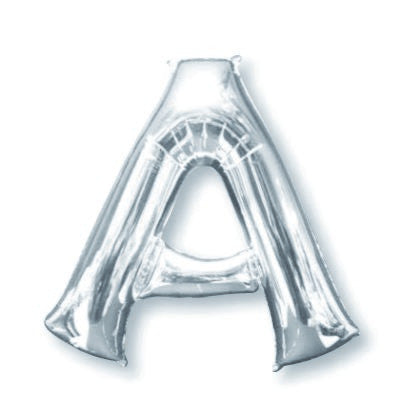 Silver 86cm Letter A Supershape Foil Balloon