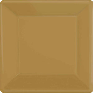 Paper Plates 17cm Square 20CT-Gold Pack of 20